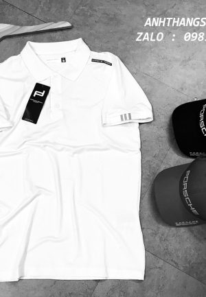 Xưởng may chuyên sỉ áo thể thao Adidas Porsche màu trắng cổ trụ