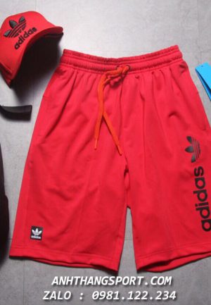 quần short thể thao adidas logo 3 lá màu đỏ