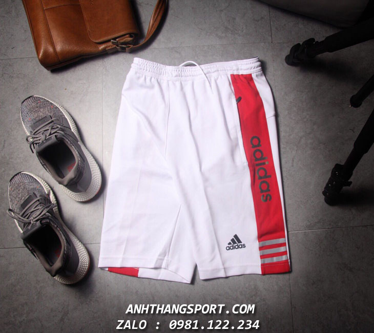 quần thể thao adidas 3 stripes màu trắng tem phản quang