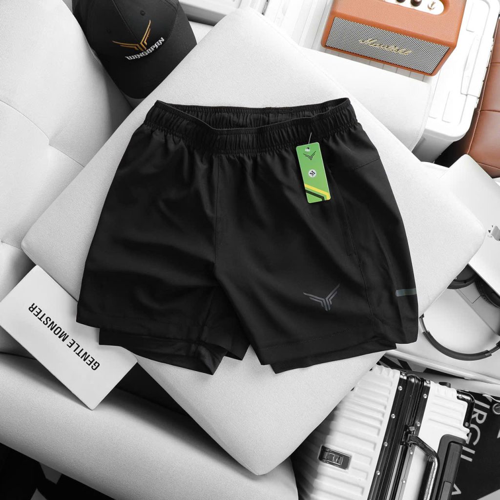 quần tập gym 2 lớp nam chất liệu dù xi giãn cao cấp